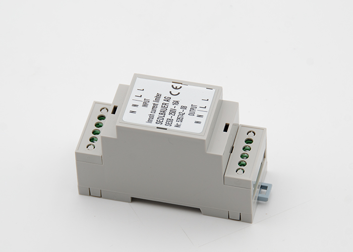 Inrush current limiter with high pulse load in top-hat rail housing